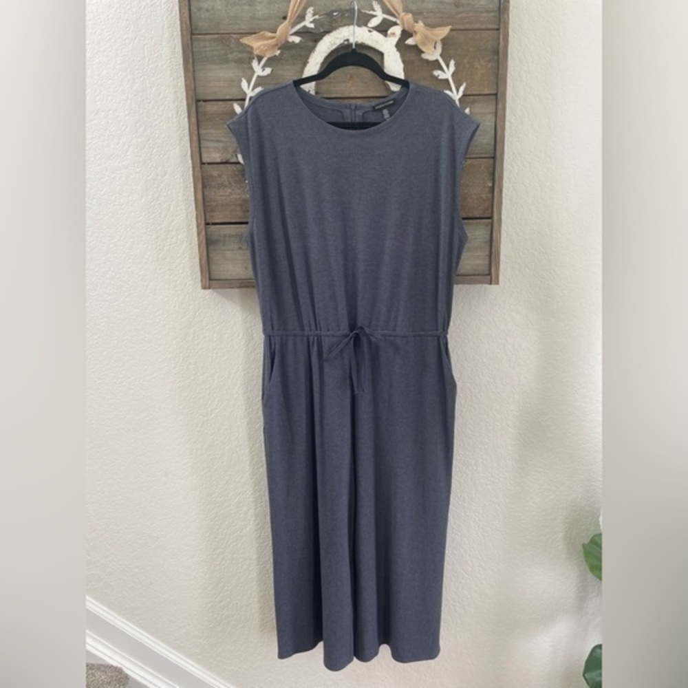 Eileen fisher ribbed jumpsuit stretch knit blue gray size XL